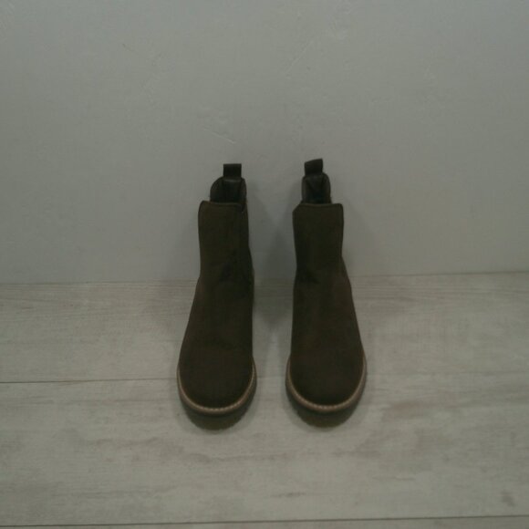 Kensie Klasse Chocolate Brown Faux Suede Chelsea Ankle Boot Lug Sole Size 10 M - Picture 3 of 12